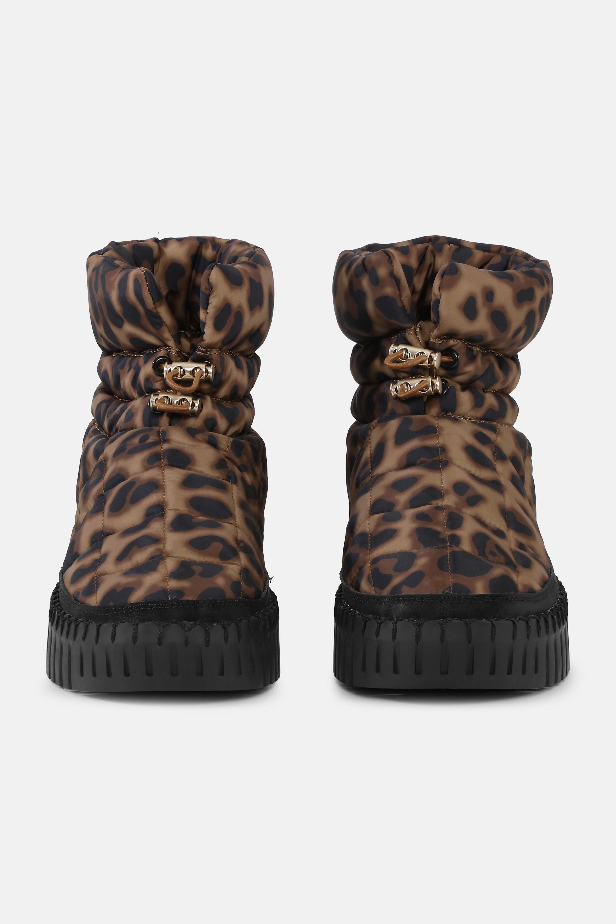 Tulip Padded Winter Boot - Brown Panthera Print Black